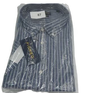 PIOMBO Mens Blue Linen Button Down Shirt XXL Italian Luxury Resort Summer